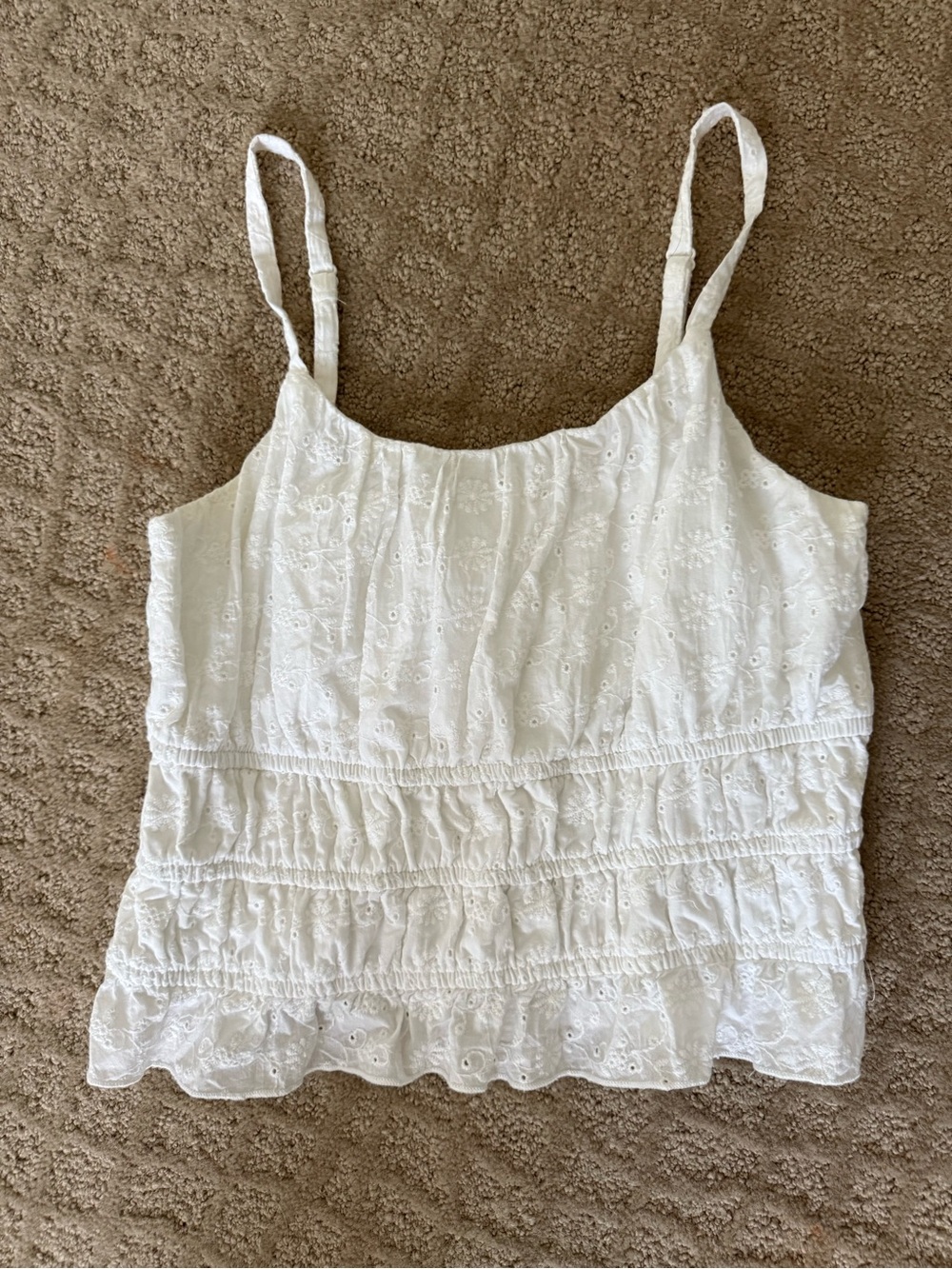 art class White Eyelet Smocked Cami Top